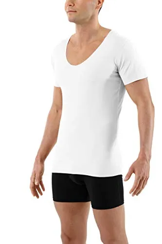 ALBERT KREUZ Herren Lasercut Unterhemd Clean Cut Kurzarm V-Ausschnitt - Nahtloses Clean Cut Unterhemd aus hochwertiger Stretch-Baumwolle für optimalen Tragekomfort. Der extra tiefe V-Ausschnitt und die randlosen Enden sorgen dafür, dass es unter Oberhemden nicht aufträgt. Ideal für den täglichen Einsatz.