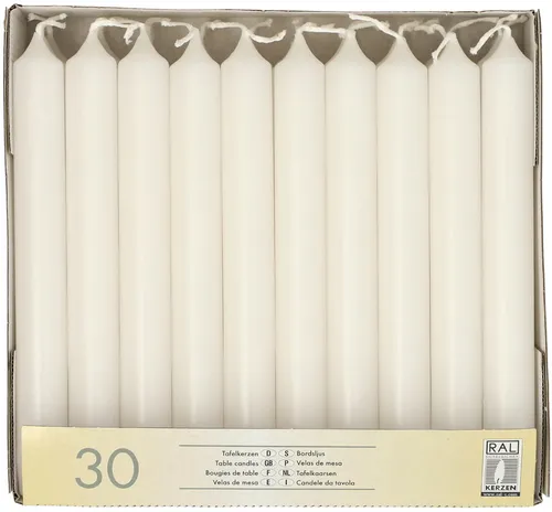 STARPAK 30 Kerzen weiß - Hochwertige Paraffinkerzen - 30 Stück hochwertige Paraffinkerzen für eine warme Atmosphäre. Mit einer Brenndauer von bis zu 7 Stunden ideal für jede Gelegenheit – perfekt für Gastronomie und private Feiern.