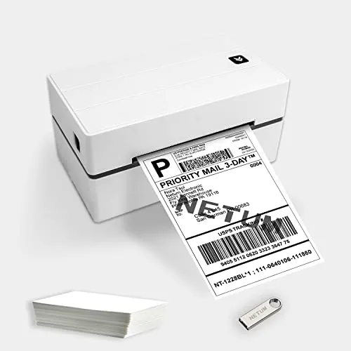 NETUM NT-LP110F Thermoetikettendrucker, mit 150 mm/s Thermodrucker, 4 × 6 Thermischer drucker Barcode-Druck möglich kompatibel mit UPS, FedEx, Amazon, Ebay usw USB für Ihren PC/Mac