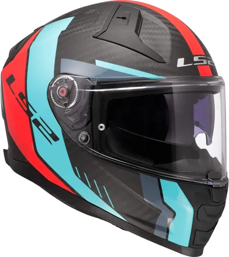 LS2 FF811 Vector II Carbon Grid Helm, rot-grün-blau, Größe 2XS