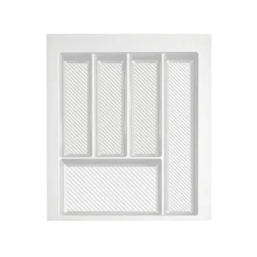 woplus Besteckkasten für Schubladen 45 cm Weiß – zuschneidbar 40×49 cm (B: 40–34 cm, T: 49–42 cm)