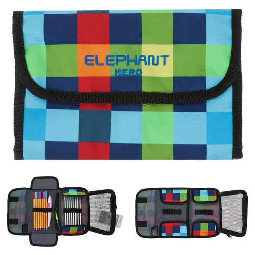 Federmäppchen Jungen bunt Elephant Mäppchen XL Pennal Etui 12605 Multi Plaid
