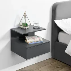 [en.casa] Dunkelgrauer Wandschrank mit Schublade - Nachttisch aus Holzwerkstoff, modernes Design mit zwei Ablageflächen und praktischer Schublade für optimalen Stauraum, ideal für Schlafzimmer oder Flur.