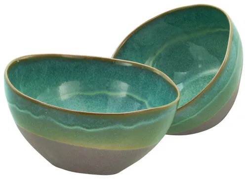 CreaTable Basalt Bio Poke Bowl 2-tlg (Oliv) - 2-tlg. Mehrzweckschalen aus Steinzeug, mikrowellen- und spülmaschinengeeignet, ideal für mediterrane Gerichte und modernes Design.