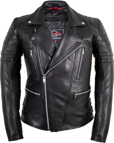 MDM Motorradjacke Herren Retro Lederjacke Schwarz mit Protektoren - Stylische Motorradjacke aus 100% Rindsleder für Biker. Mit herausnehmbarem Innenfutter und Protektoren für optimalen Komfort und Sicherheit. Ideal für Retro-Look und Fahrvergnügen.