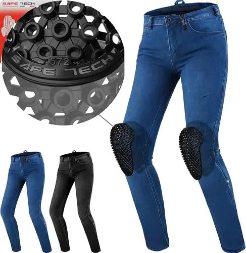 SHIMA Motorradhose Metro Damen - Motorrad Jeans mit Knieprotektoren - Motorradhosen für Damen, sportlich blau, mit integrierten Knieprotektoren für optimalen Schutz und Komfort beim Fahren.