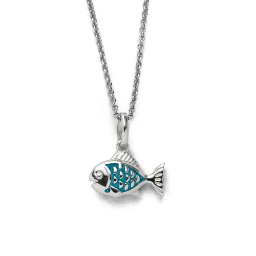 DUR Schmuck Kette FISCH Steinsand 2.0 aus 925er Silber - Halskette aus rhodiniertem Sterlingsilber mit maritimem Fischdesign, perfekt für Liebhaber des Meeres und elegante Akzente.