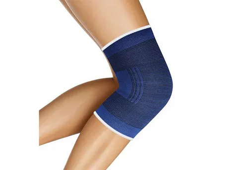 LifeMed Kniebandage KNIEBANDAGE elastisch blau Sportbandage Kniebandagen (Größe L - 11), Knie Bandage Bandagen Knieschoner Kniestütze Knieverband