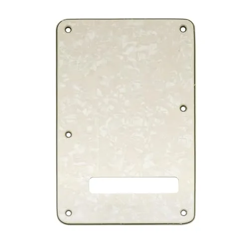 Musiclily 6 Löcher Strat Tremoloabdeckung Back Plate für Fender USA/Mexican Standard Stratocaster Modern Style E-Gitarre,4 lagig Parchment Pearl