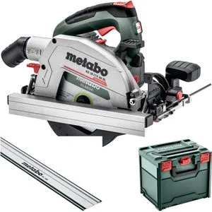 Metabo Set KS 18 LTX 66 BL Akku-Handkreissäge-Set - Akku-Handkreissäge für universellen Baustelleneinsatz, Schnittiefe bis 66 mm, inklusive Koffer und Führungsschiene, kompatibel mit gängigen Führungsschienen.