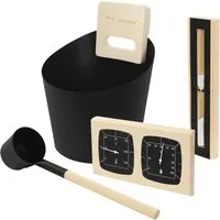 LuxeBath Saunazubehör Set – Aluminium Eimer, Kelle, Hygrometer & Sanduhr