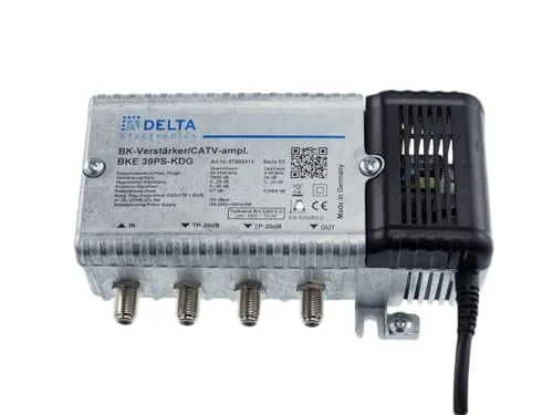 DCT Delta – BKE 39 PS KDG VPE: 1, Hausanschlussverstärker KDG C (4.2) 1 GHz 39 dB, RW 65 MHz 29 dB Verstellvorrichtung Ebene