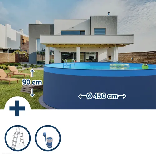 Summer Fun Aufstellbecken 450x90 cm Anthrazit - Stabiler Stahlwandpool mit 0,3 mm Wandstärke, ideal für DIY-Projekte. Langlebige PVC-Innenhülle in Blau, UV-stabilisiert. Perfekt für entspannte Sommertage im eigenen Garten.