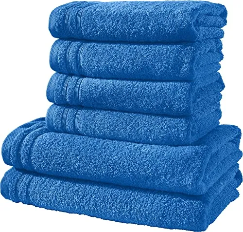 Erwin Müller Handtuchset, Frottierset Heidelberg 6-TLG. 100% Baumwolle Royalblau - leichte Qualität, saugstark, schnelltrocknend, kompakt - ideal für Sport, Strand, Reisen