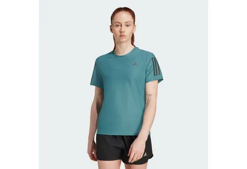adidas Damen Laufshirt OWN THE RUN BAR TEE 38 - Shirts für aktives Training, AEROREADY-Technologie für trockenen Komfort und reflektierende Details für erhöhte Sichtbarkeit bei jedem Lauf.
