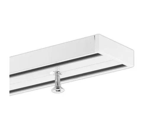 Gardineum 2-läufige Gardinenschiene – Vorbohrung für einfache Montage - Moderne 2-läufige Objektschiene aus Aluminium für vielseitige Dekorationen. Vorbohrt für einfache Montage und in verschiedenen Längen erhältlich. Ideal für klassische Gardinen und Vorhänge.