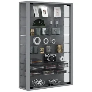 VCM Glasvitrine Vitrosa Mini - Hängend mit 8 Fachböden - Vitrine zur Wandmontage, ideal zum Schutz und zur Präsentation Ihrer Schmuckstücke, mit 8 höhenverstellbaren Fachböden aus ESG-Sicherheitsglas.