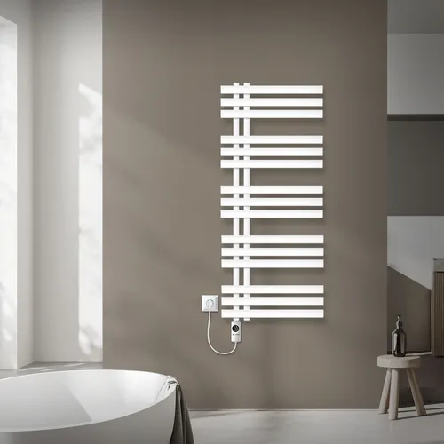 LuxeBath Badheizkörper Designheizkörper Iron EM 500x1000mm, Anthrazit - Heizkörper für Badezimmer und Wohnräume, kombiniert modernes Design mit hoher Wärmeleitfähigkeit. Ideal zum Trocknen von Handtüchern und sorgt für ein behagliches Raumklima.