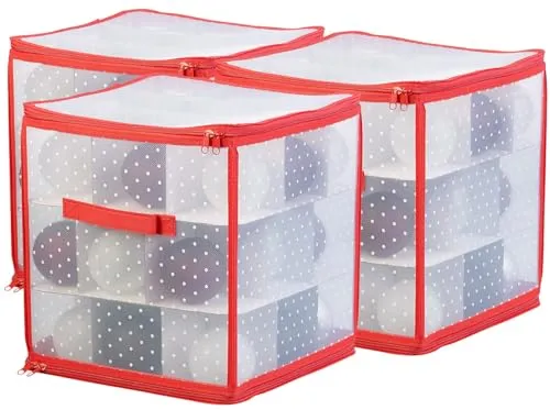 infactory Weihnachtsschmuckbox: 3er Set Aufbewahrungsbox für 27 Christbaumkugeln bis 10 cm, Tragegriff (Weihnachtsschmuck-Aufbewahrung, Christbaumkugel Aufbewahrung, Weihnachtskugeln)