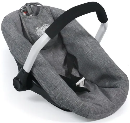 Bayer Chic 2000 708 76 Autositz für Baby-Puppen - Puppen-Babyschale in trendiger Jeans-Optik, ergonomischer Softgriff und Anschnallgurt, ideal für Puppen bis 50 cm – sicher und stylisch für kleine Puppenmamas.
