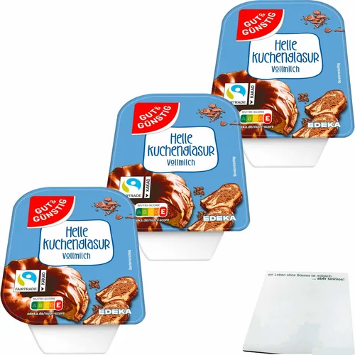 Gut&Günstig helle Kuchenglasur Vollmilch 3er Pack 3x200g Packung usy Block