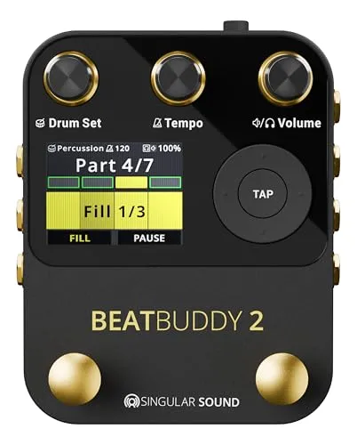 Singular Sound BeatBuddy Mini 2 Effektpedal - Gitarren-Effektgeräte: Authentische Drumbegleitung mit über 200 Styles und 9 Drumsets, ideal für Live-Auftritte und Songwriting dank einfacher Fußsteuerung.