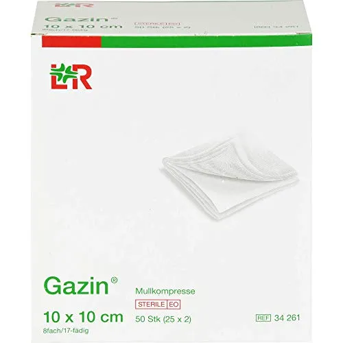 GAZIN Mullkomp.10x10 cm steril 8fach 25X2 St