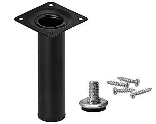 Stahlia Möbelfuß verstellbar 18cm Höhe Schwarz Ø30mm Sofafuß Stahlrohrfuß Sockelfuß Schrankfuß Füße für Möbel Tischbein Rund belastbar bis 50 kg