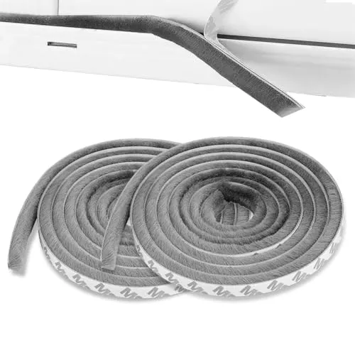 Türbürstendichtung, 2 Stück 5M Bürstendichtung Schiebetür Winddicht Türbürste Unten 9mm x 23 mm Staubdicht Fensterdichtung Selbstklebend Bürstenleiste Rolladen für Türen Fenster