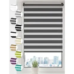 Doppelrollo Klemmfix ohne Bohren Rollos für Fenster und Tür Seitenzugrollo, Sonello, blickdicht, ohne Bohren, freihängend, Klemmfix, 40cm x 210cm Anthrazit Duo Rollo, Jalousie mit Klemmträger grau 40 cm x 210 cm