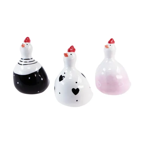 Deko Hühner Figuren Ostern Küken Set 9,5cm 3 Stück Keramik Osterdeko