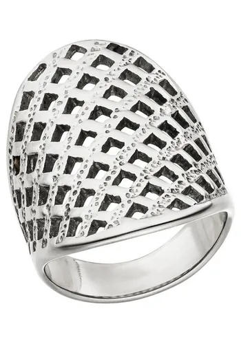 JOBO Fingerring breit, Edelstahl mit Gitter-Struktur von JOBO