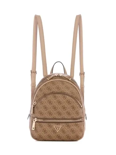 Guess Damenrucksack Manhatten II Backpack - Latte Logo - Stylischer Rucksack für Damen mit geräumigem Hauptfach, 2-Wege-Reißverschluss und verstellbaren Schulterriemen. Ideal für den Alltag und trendige Auftritte.