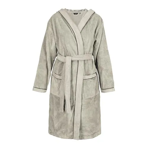 Schöner Wohnen Bademantel Damen & Herren Frottee Beige mit Kapuze - Flauschig & Saugstark - Größe S - Baumwolle-Mischgewebe, Doubleface - Ideal für Sauna & Zuhause
