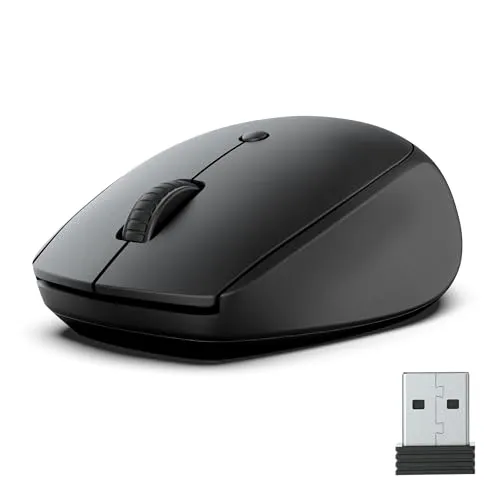JLab Go Kabellose Bluetooth-Maus, batteriebetrieben, Trimode (BT 5.0/5.0/2,4 GHz) mit USB-Adapter, ergonomisch, kompakt, Multigerät, leise, für Laptop, PC, Computer, iPad, Mac