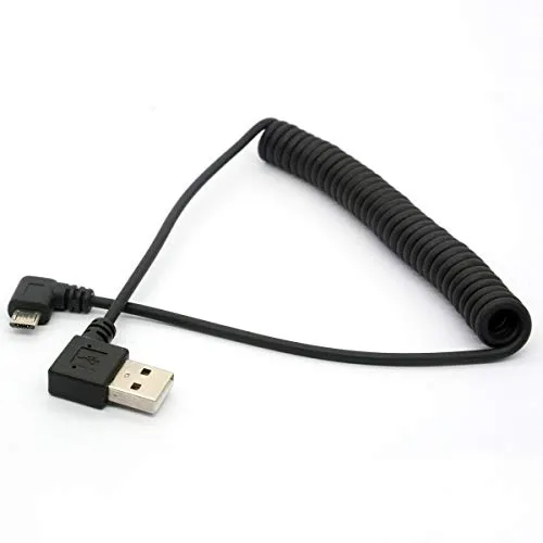 OpenII Abgewinkeltes USB-Verlängerungsspiralkabel, USB auf Micro-USB, 90-Grad-USB-A auf Mikro-B-Stecker Product Name