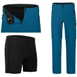 Bergson PORVOO Zipp-Off Herren Radhose - Multifunktionale Wanderhose mit SUPRA STRETCH für höchste Bewegungsfreiheit, gepolsterter Innenhose und schnelltrocknendem, reißfestem Material - ideal für jede Tour!