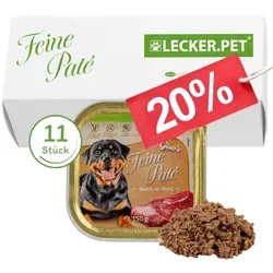 g Lecker.Pet® Gino's Feine Paté Reich an Rind Hundefutter Nassfutter Vollnahrung 11 x 150