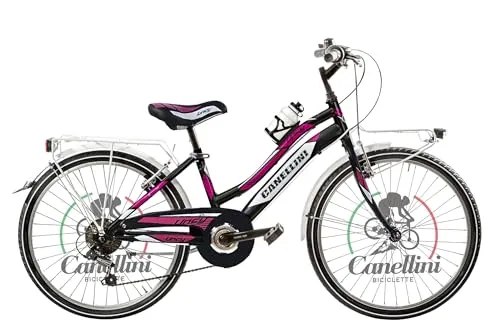 BICICLETTE CANELLINI LINCY Mädchenfahrrad MTB 24 Zoll in schwarz von BICICLETTE CANELLINI