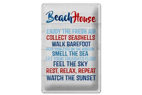 Blechschild Spruch 20x30 cm Beach House Deko Schild