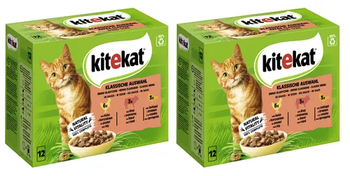 KITEKAT Klassische Auswahl in Sauce 2 x 12x85g Katzenfutter Nassfutter