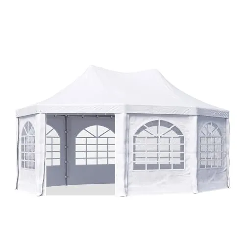 TOOLPORT Pagodenzelt Pavillon 4x5,5 m - Robuster Pavillon mit wetterfester PVC-Plane, schnell und einfach aufbaubar dank innovativem Klicksystem – ideal für Feste und Events im Freien.
