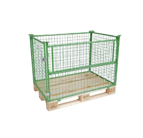 OSWALD Transportgeräte Transportwagen Gitteraufsatzrahmen Höhe 800 mm, 800 x 1.200 x 800 mm, 800 kg lackiert, (RW20024), passend für Eurpaletten, 3-fach stapelbar, 50 x 50 Maschung