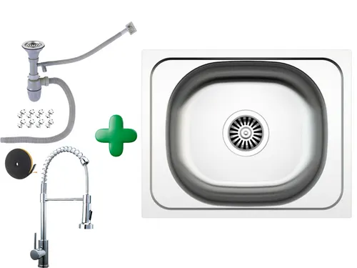 Edelstahlspüle 50x40 cm mit Armatur