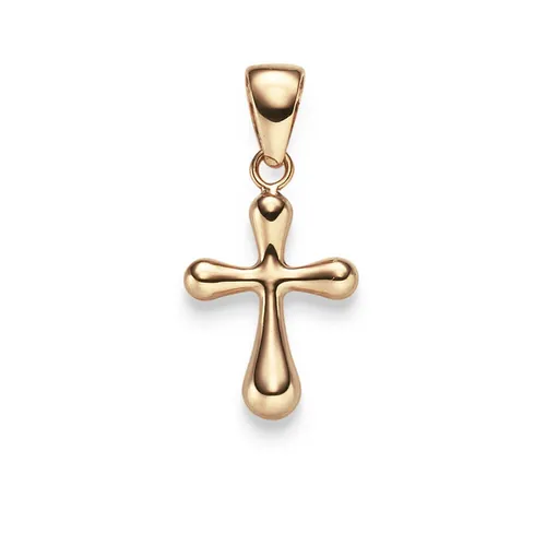 Kreuz Anhänger aus 750 Rotgold, abgerundet 23,5x12mm - Eleganter Anhänger für Damen aus hochwertigem 18 Karat Rotgold. Perfekt zur Verschönerung jeder Kette und ideal für besondere Anlässe.