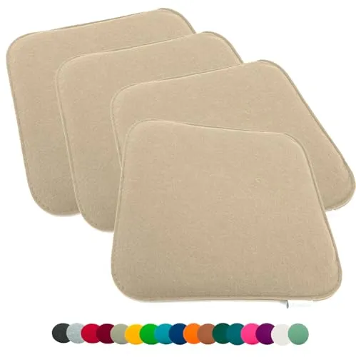 heimtexland ® 4er Pack Sitzkissen Filz – Komfortable Stuhlkissen für drinnen & draußen - Stuhlkissen aus 100% pflegeleichtem Polyester, strapazierfähig und schnell trocknend. Ideal für den Alltag und vielseitig einsetzbar – für jeden Geschmack die richtige Farbe!