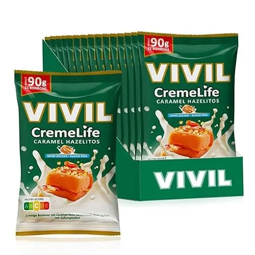 VIVIL Creme Life Caramel Hazelitos Sahnebonbons ohne Zucker in braun von Vivil