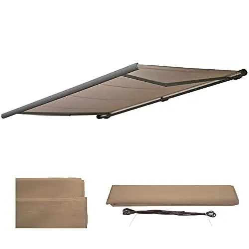 Mendler Ersatz-Bezug für Markise T122 - Sonnenschutz 4x3m - Markisenbezug aus 100% Polyester in Sandfarbe, UV-Schutz und wasserabweisend. Ideal für entspannte Stunden im Freien, schützt vor Hitze und blendenden Sonnenstrahlen.