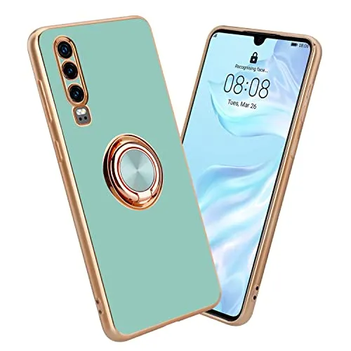 Cadorabo Hülle kompatibel mit Huawei P30 Schutzhülle TPU Silikon Case mit Ring Design mit Kameraschutz Slim Kratzfest Weiche Gummi mit Rundumschutz Case Hülle für Huawei P30 in Türkis