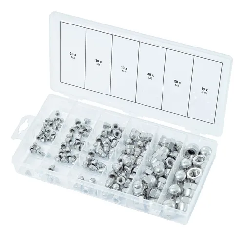 KS Tools Sortiment Edelstahl-Muttern, metrisch, 150-teilig - 970.0460